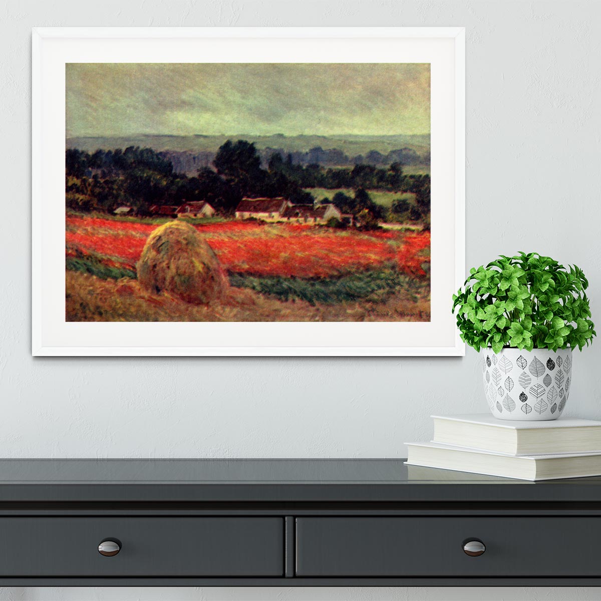 The poppy Blumenfeld The barn by Monet Framed Print - Canvas Art Rocks - 5