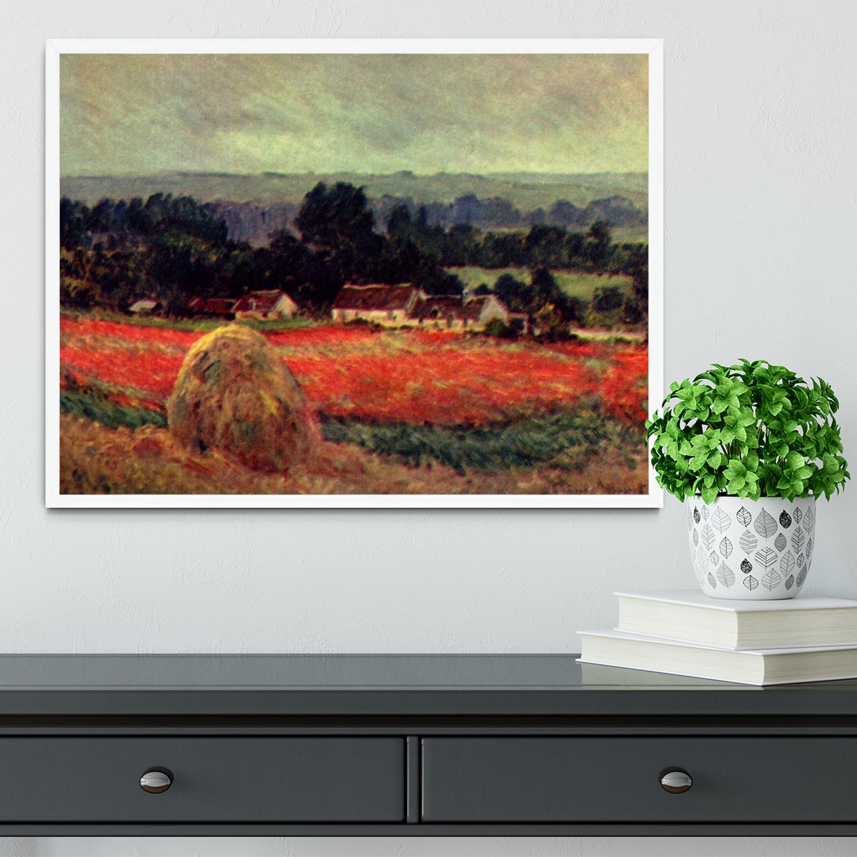 The poppy Blumenfeld The barn by Monet Framed Print - Canvas Art Rocks -6