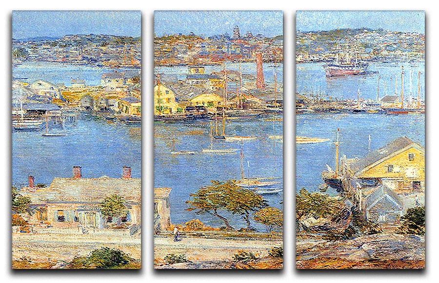 The port of Gloucester 1 by Hassam 3 Split Panel Canvas Print - Canvas Art Rocks - 1