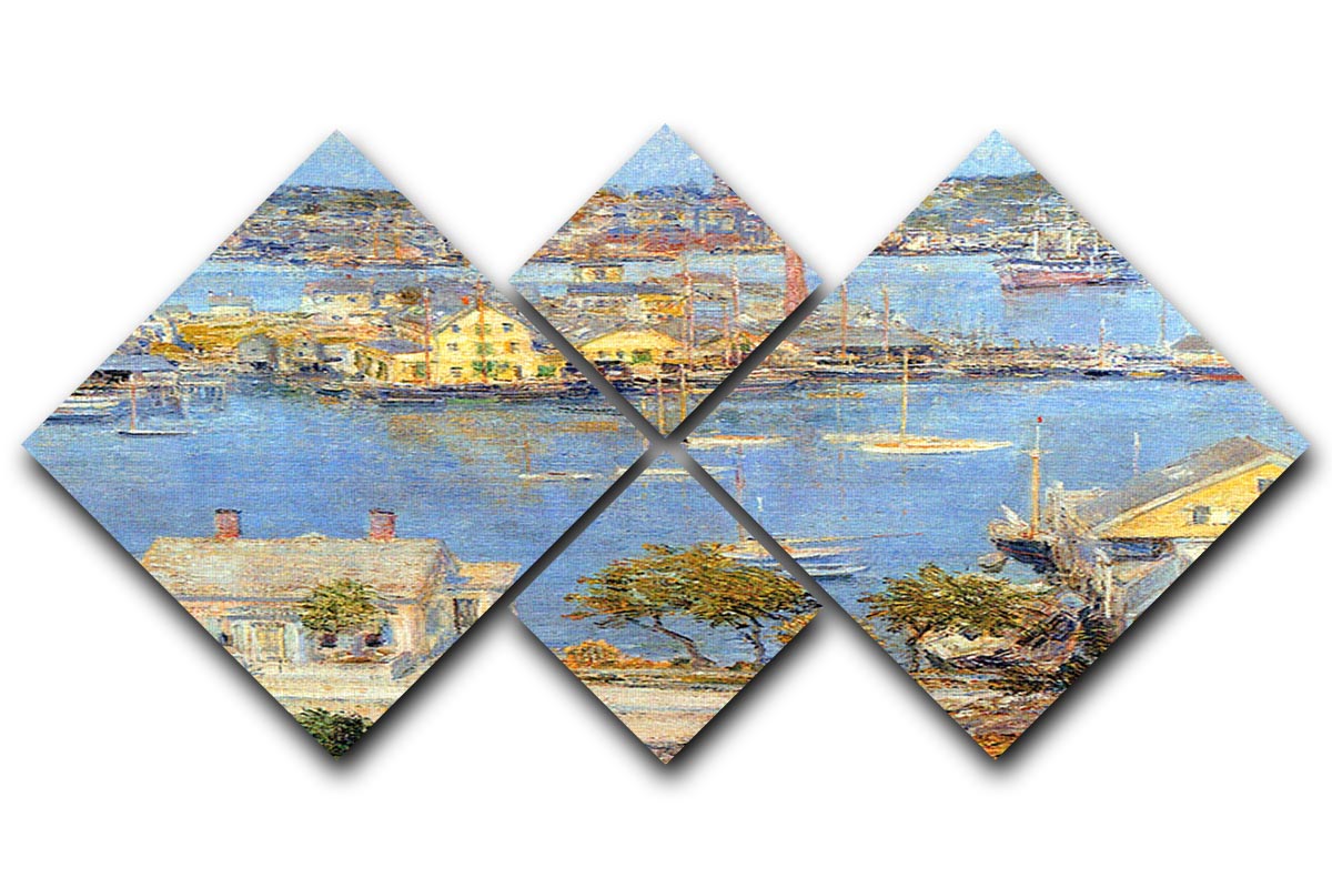 The port of Gloucester 1 by Hassam 4 Square Multi Panel Canvas - Canvas Art Rocks - 1