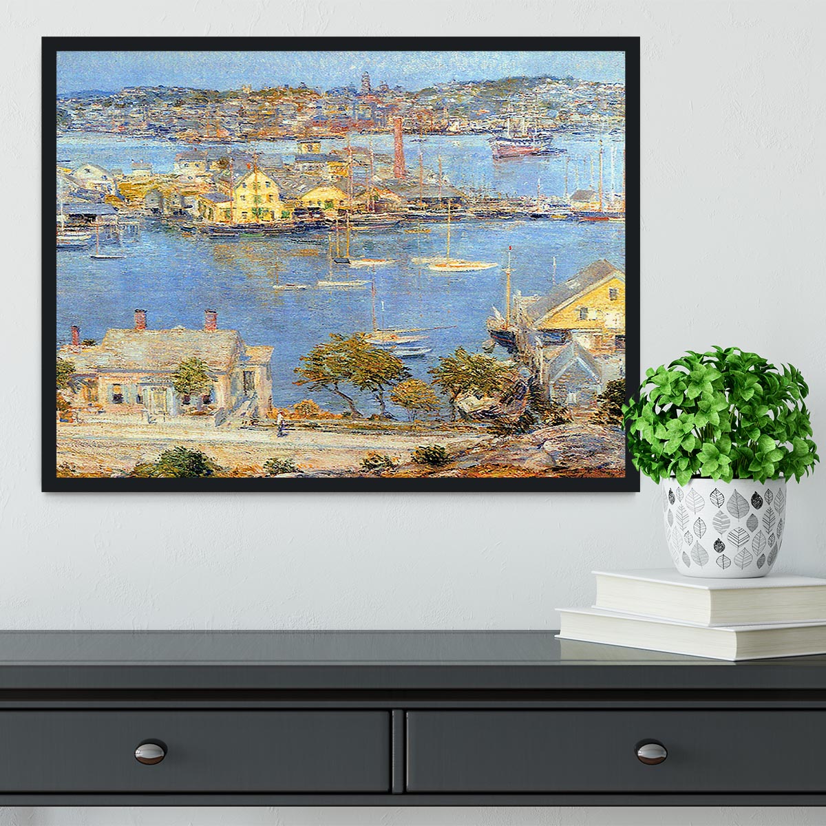 The port of Gloucester 1 by Hassam Framed Print - Canvas Art Rocks - 2