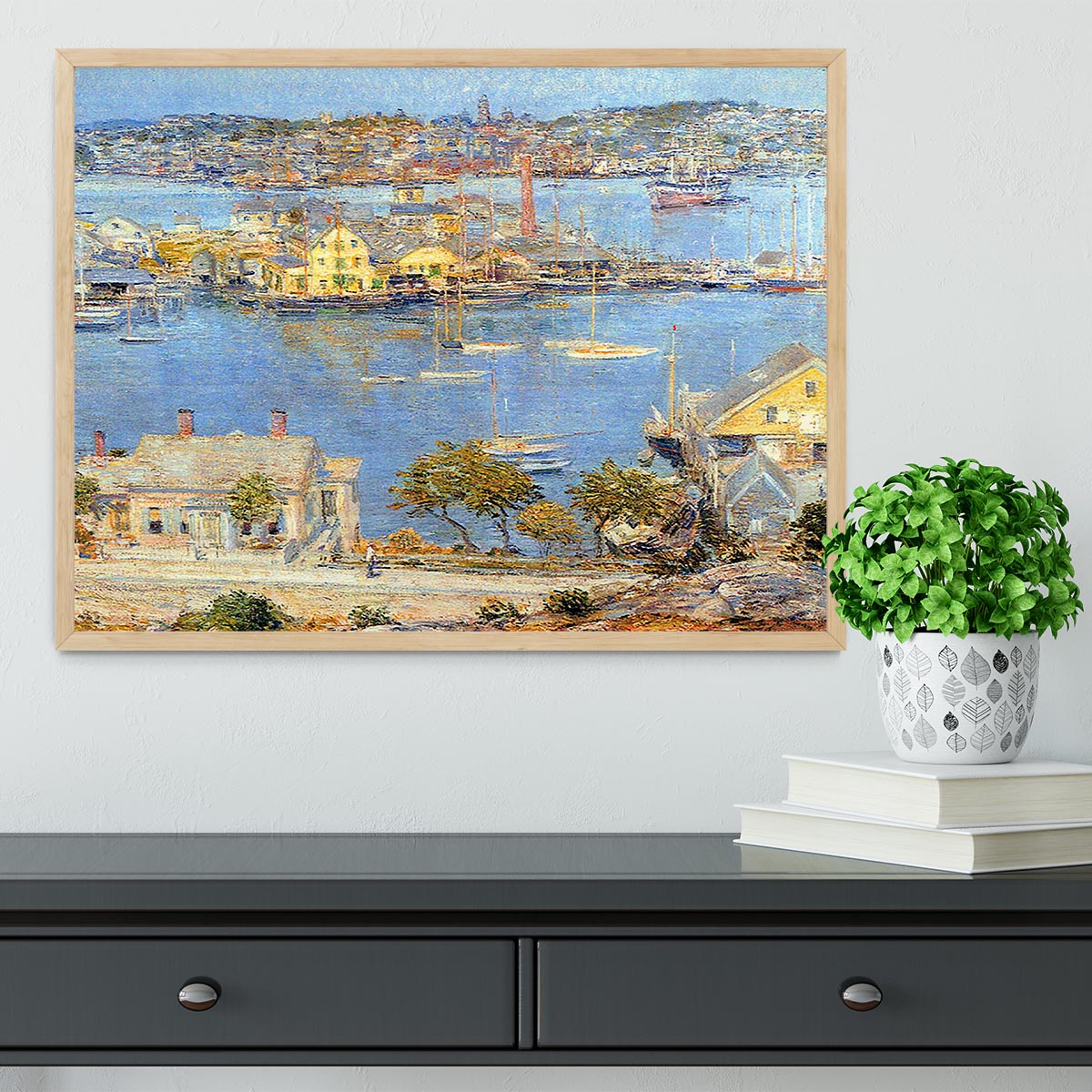 The port of Gloucester 1 by Hassam Framed Print - Canvas Art Rocks - 4