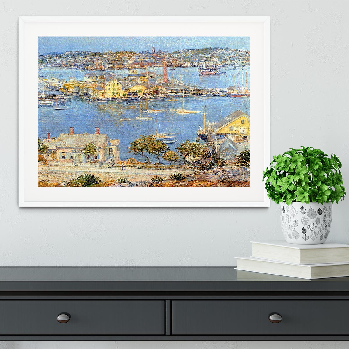 The port of Gloucester 1 by Hassam Framed Print - Canvas Art Rocks - 5