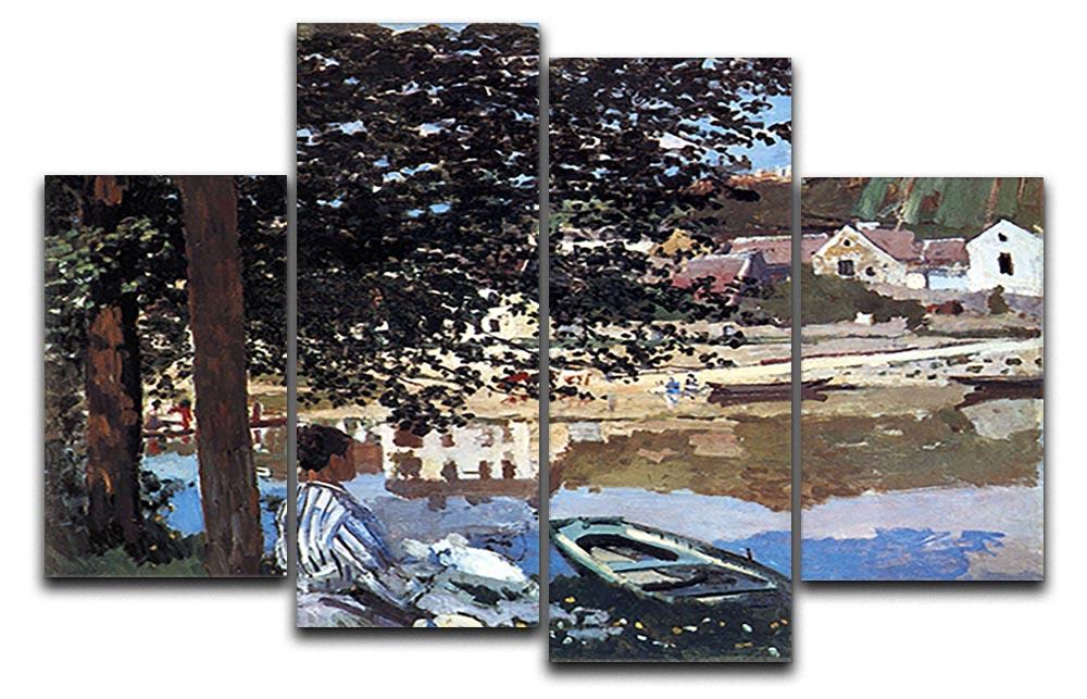 The river has burst its banks by Monet 4 Split Panel Canvas  - Canvas Art Rocks - 1
