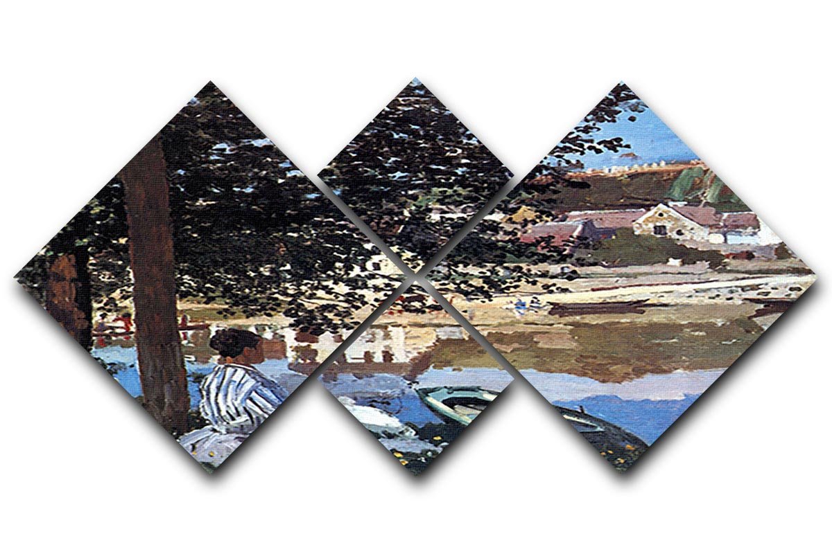 The river has burst its banks by Monet 4 Square Multi Panel Canvas  - Canvas Art Rocks - 1