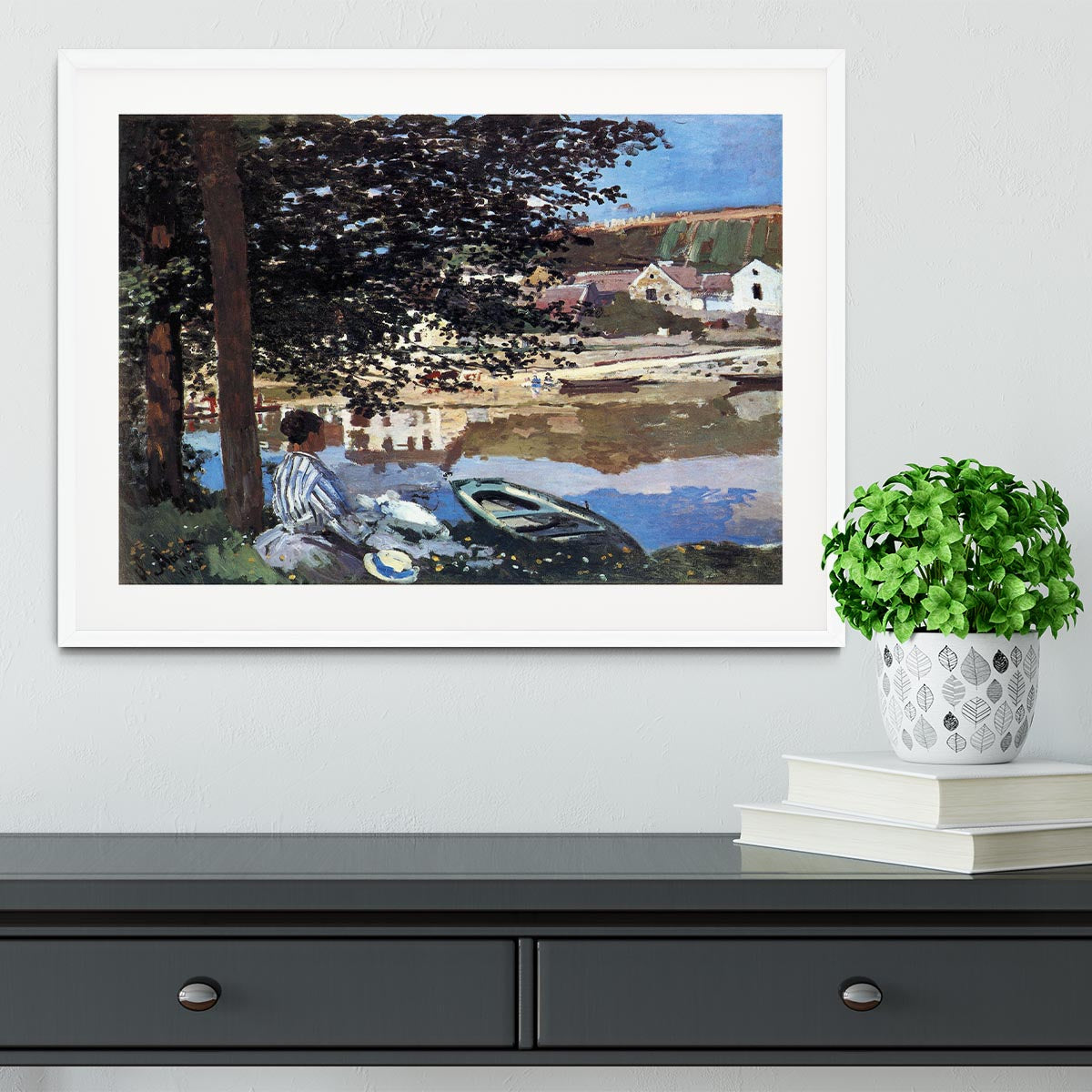 The river has burst its banks by Monet Framed Print - Canvas Art Rocks - 5