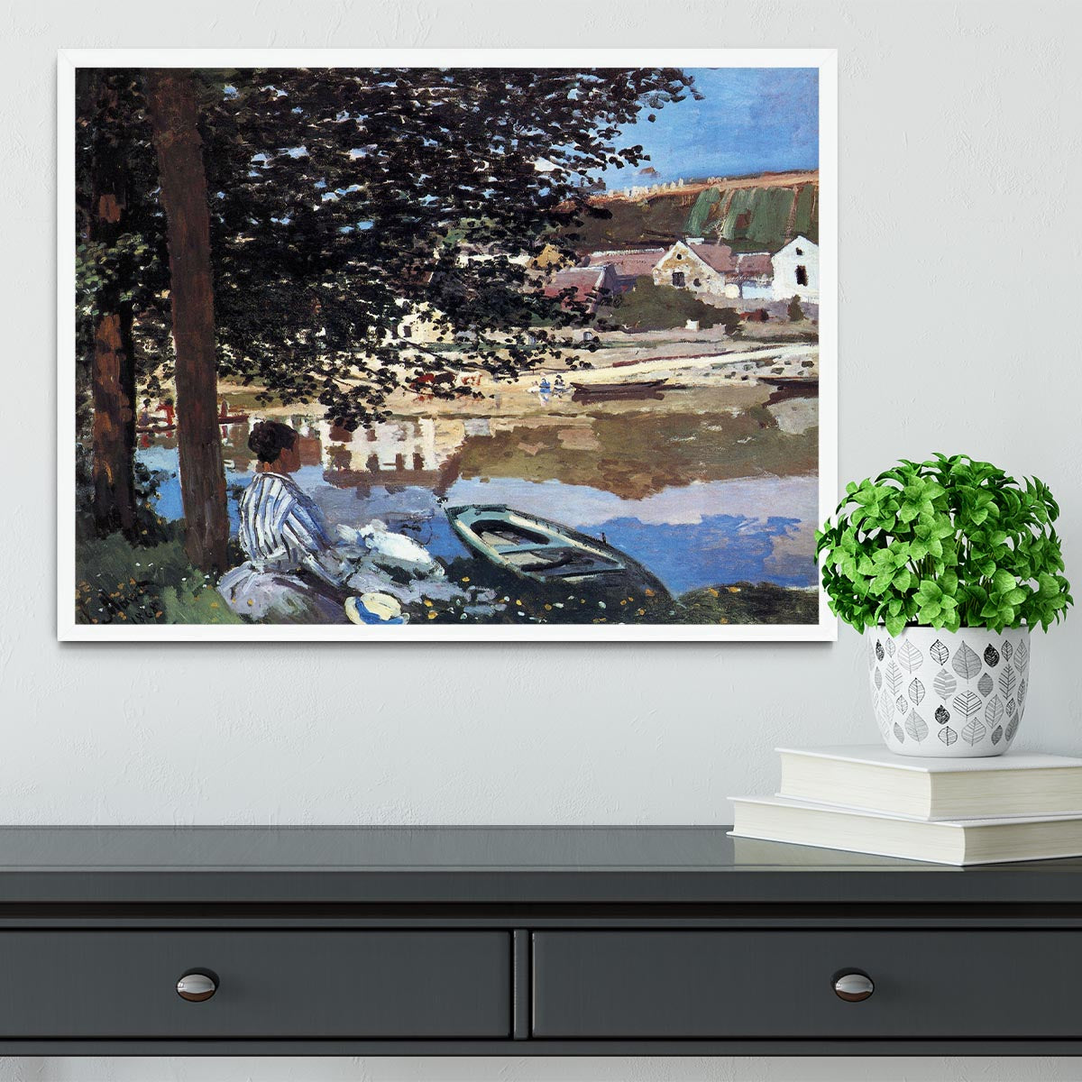 The river has burst its banks by Monet Framed Print - Canvas Art Rocks -6