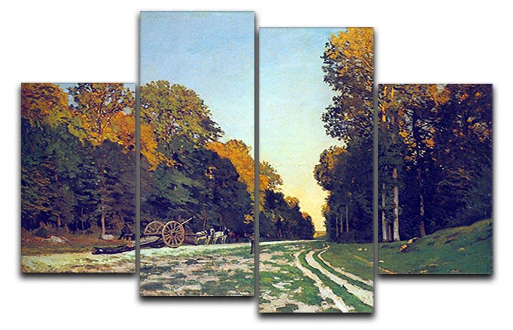 The road from Chailly to Fontainebleau by Monet 4 Split Panel Canvas  - Canvas Art Rocks - 1