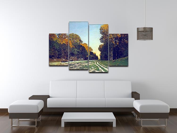 The road from Chailly to Fontainebleau by Monet 4 Split Panel Canvas - Canvas Art Rocks - 3