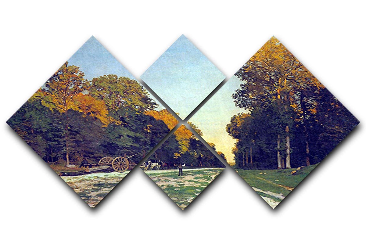 The road from Chailly to Fontainebleau by Monet 4 Square Multi Panel Canvas  - Canvas Art Rocks - 1