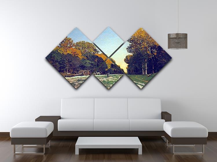The road from Chailly to Fontainebleau by Monet 4 Square Multi Panel Canvas - Canvas Art Rocks - 3