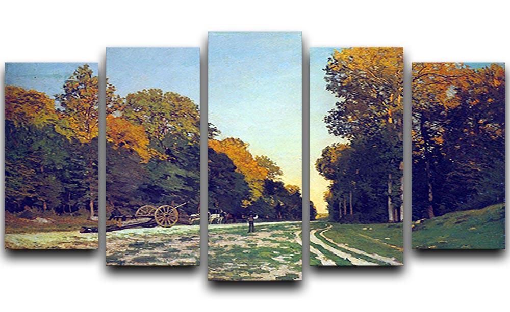 The road from Chailly to Fontainebleau by Monet 5 Split Panel Canvas  - Canvas Art Rocks - 1