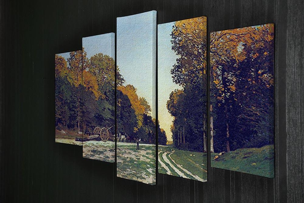 The road from Chailly to Fontainebleau by Monet 5 Split Panel Canvas - Canvas Art Rocks - 2