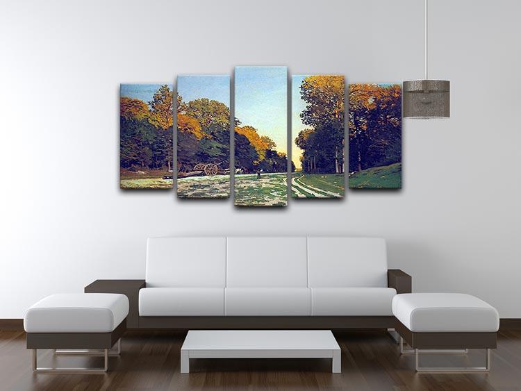 The road from Chailly to Fontainebleau by Monet 5 Split Panel Canvas - Canvas Art Rocks - 3