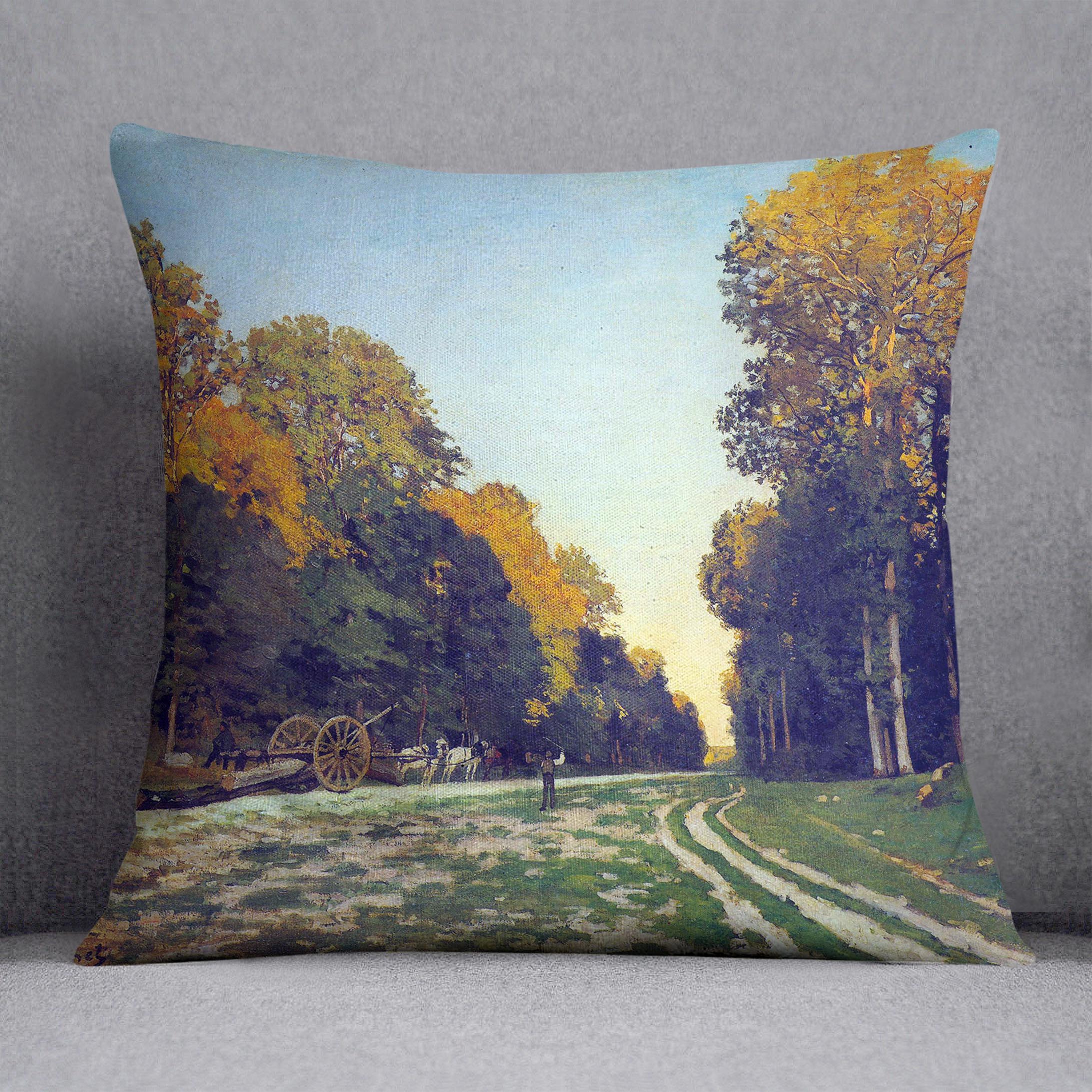 The road from Chailly to Fontainebleau by Monet Cushion