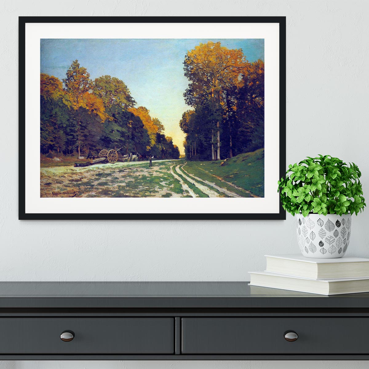 The road from Chailly to Fontainebleau by Monet Framed Print - Canvas Art Rocks - 1