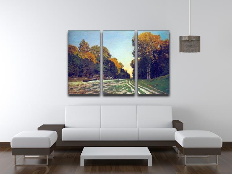 The road from Chailly to Fontainebleau by Monet Split Panel Canvas Print - Canvas Art Rocks - 4
