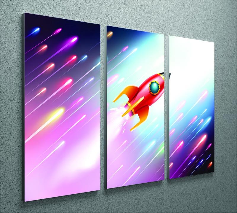 The rocket ship flying in the space 3 Split Panel Canvas Print - Canvas Art Rocks - 2