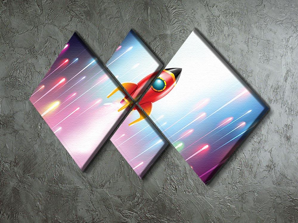 The rocket ship flying in the space 4 Square Multi Panel Canvas - Canvas Art Rocks - 2