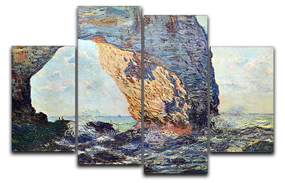 The rocky cliffs of etretat La Porte man 1 by Monet 4 Split Panel Canvas  - Canvas Art Rocks - 1