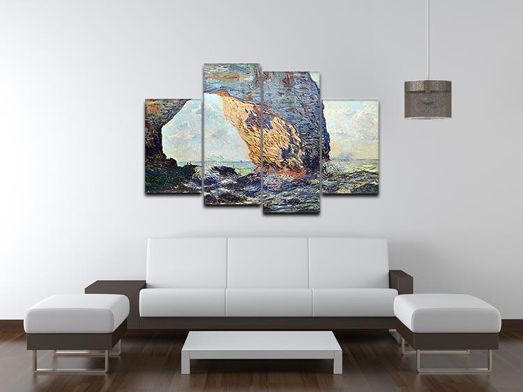 The rocky cliffs of etretat La Porte man 1 by Monet 4 Split Panel Canvas - Canvas Art Rocks - 3