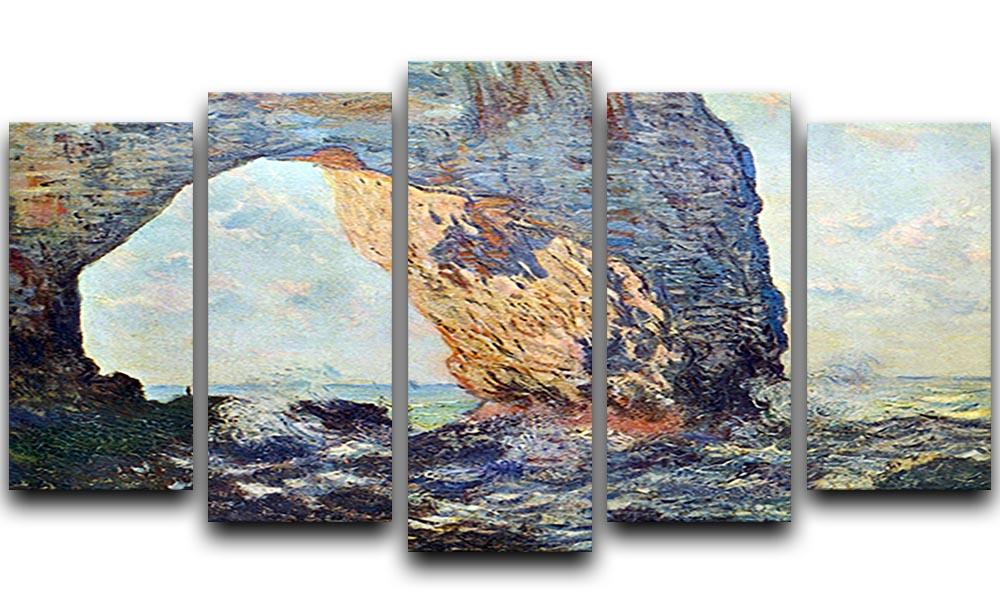 The rocky cliffs of etretat La Porte man 1 by Monet 5 Split Panel Canvas  - Canvas Art Rocks - 1
