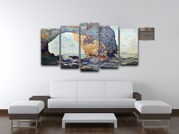 The rocky cliffs of etretat La Porte man 1 by Monet 5 Split Panel Canvas - Canvas Art Rocks - 3