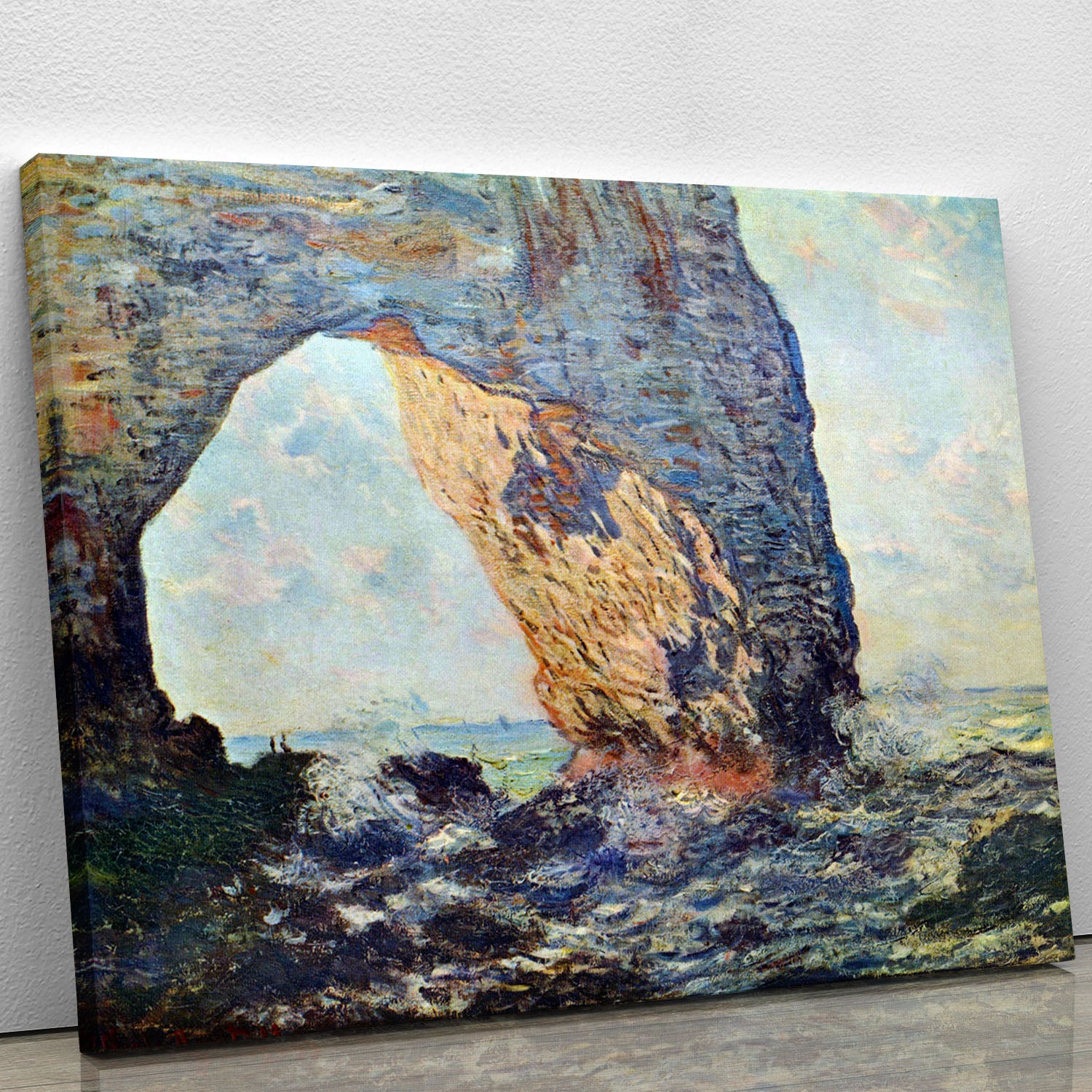 The rocky cliffs of etretat La Porte man 1 by Monet Canvas Print or Poster - Canvas Art Rocks - 1