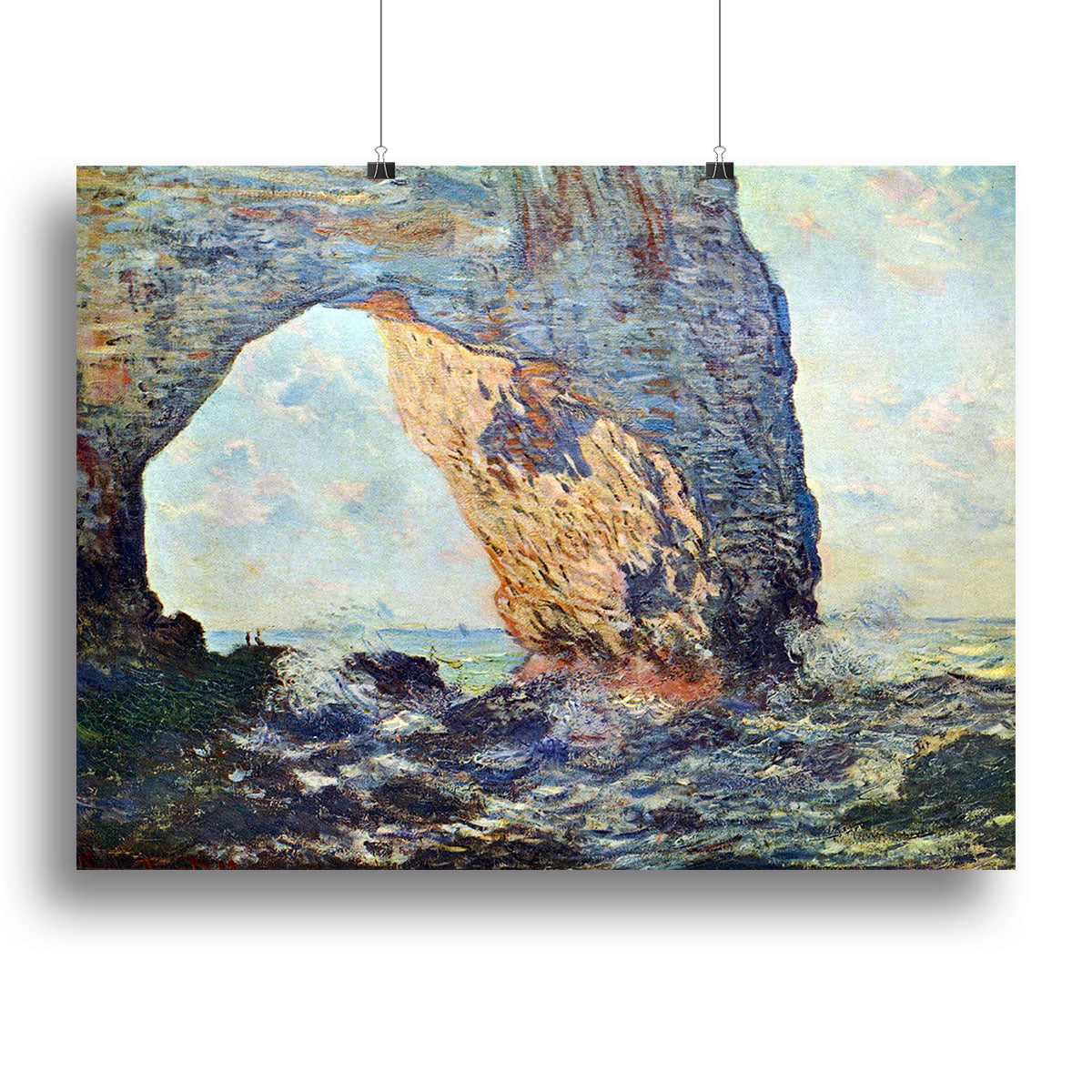 The rocky cliffs of etretat La Porte man 1 by Monet Canvas Print or Poster - Canvas Art Rocks - 2