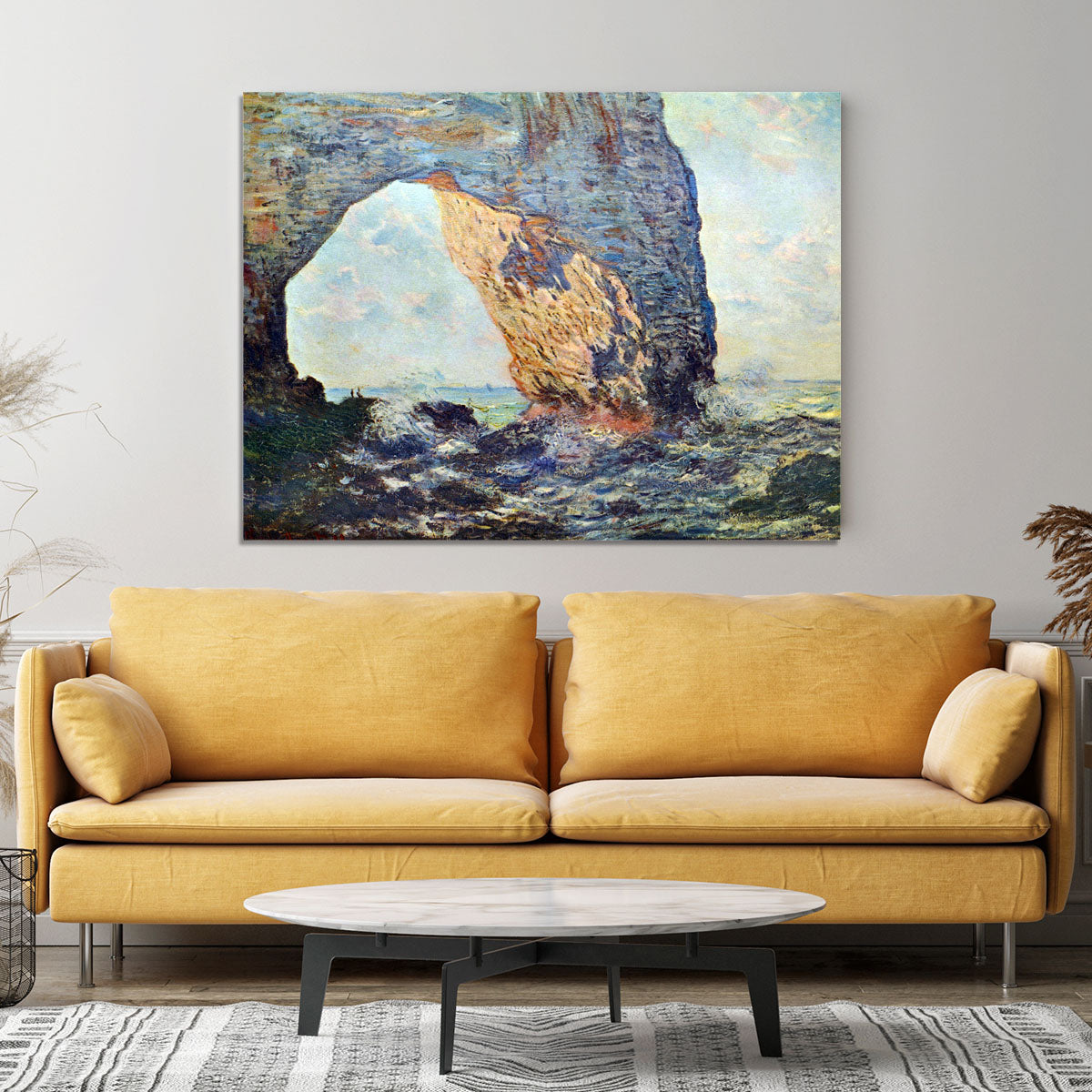 The rocky cliffs of etretat La Porte man 1 by Monet Canvas Print or Poster - Canvas Art Rocks - 4