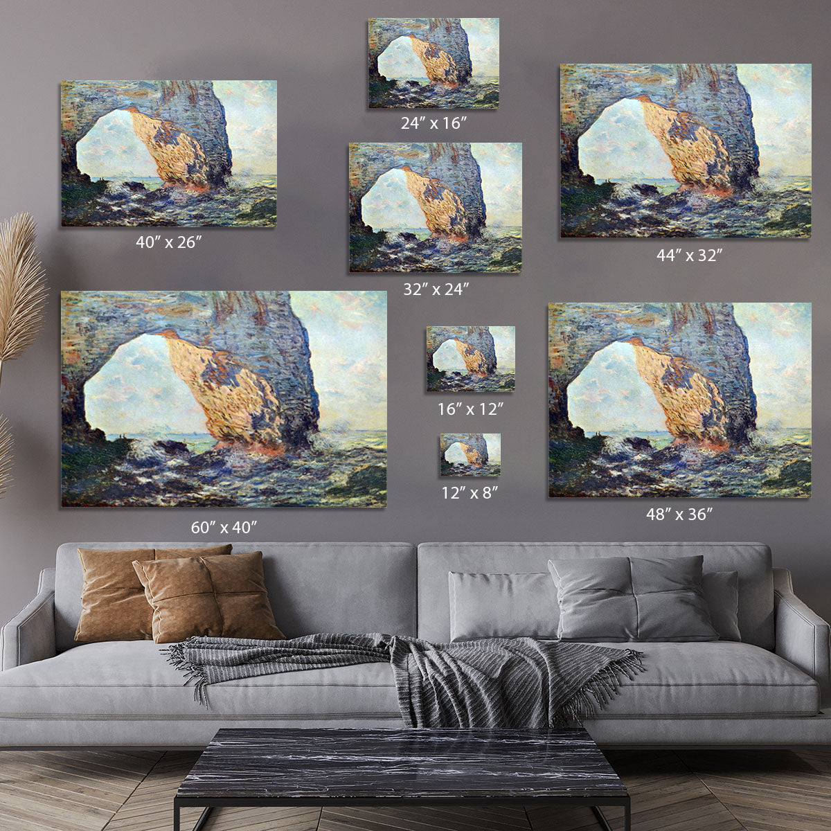 The rocky cliffs of etretat La Porte man 1 by Monet Canvas Print or Poster - Canvas Art Rocks - 7