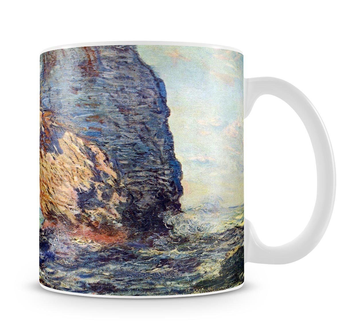 The rocky cliffs of etretat La Porte man 1 by Monet Mug - Canvas Art Rocks - 4