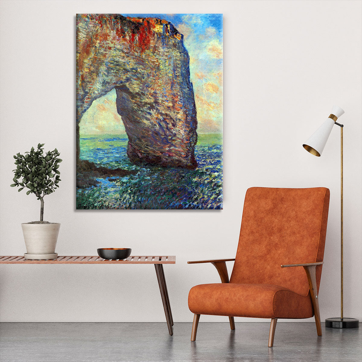 The rocky cliffs of etretat La Porte man 2 Canvas Print or Poster - Canvas Art Rocks - 6