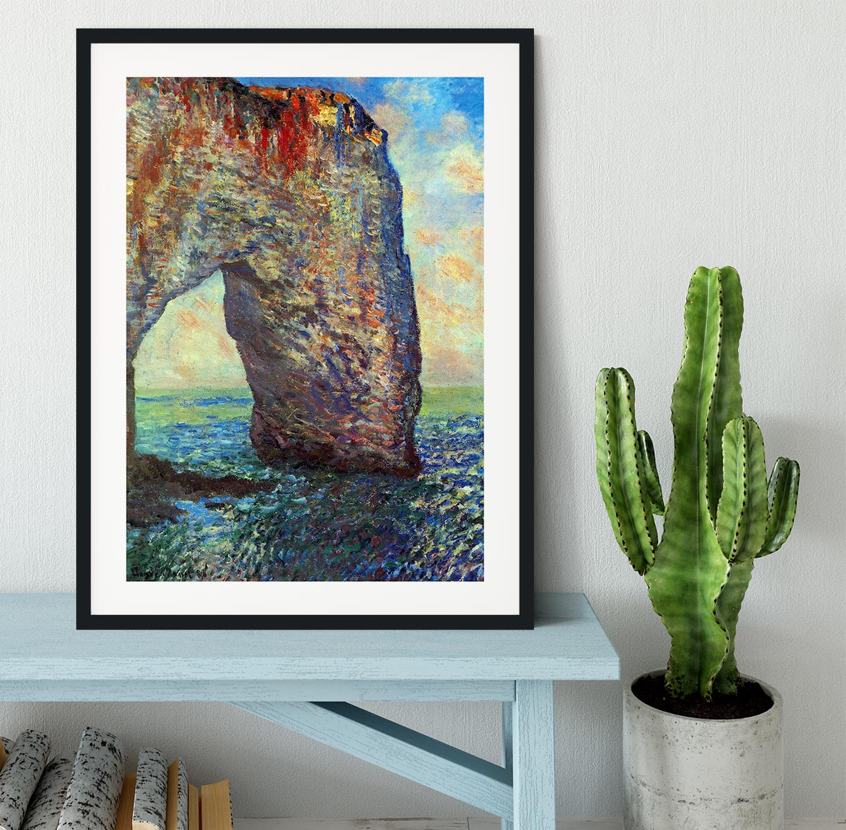 The rocky cliffs of etretat La Porte man 2 Framed Print - Canvas Art Rocks - 1