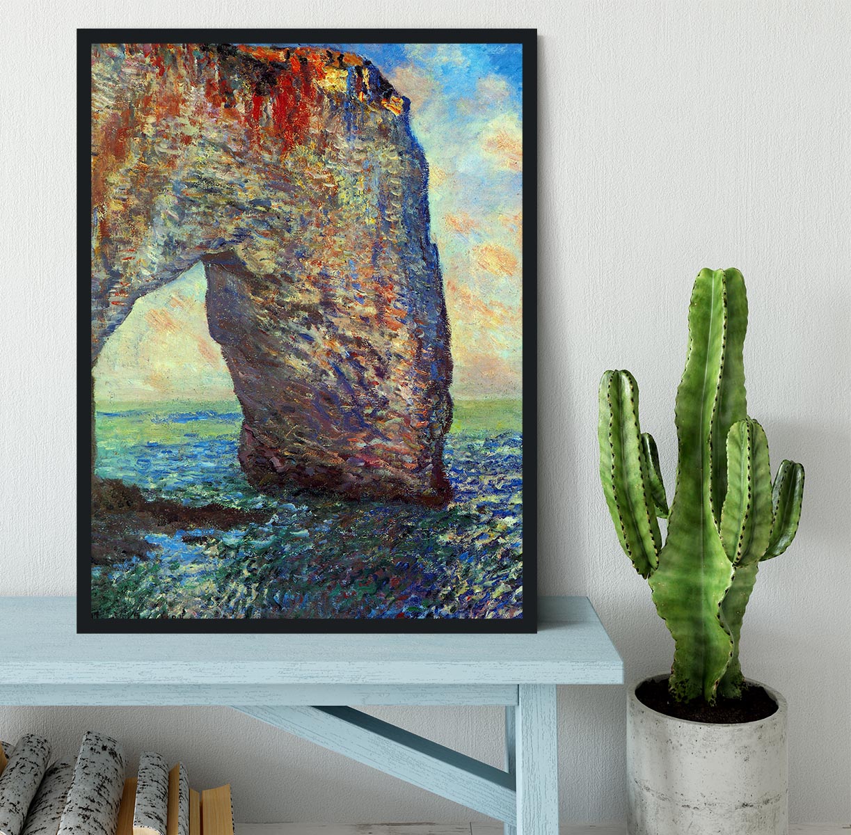 The rocky cliffs of etretat La Porte man 2 Framed Print - Canvas Art Rocks - 2