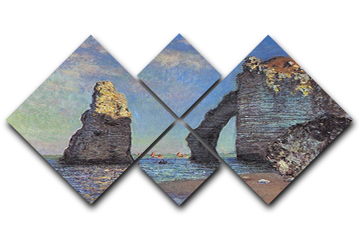 The rocky cliffs of etretat by Monet 4 Square Multi Panel Canvas  - Canvas Art Rocks - 1