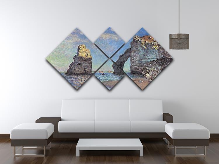 The rocky cliffs of etretat by Monet 4 Square Multi Panel Canvas - Canvas Art Rocks - 3