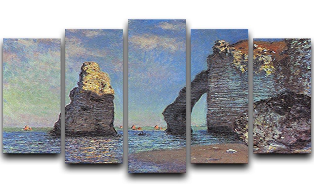 The rocky cliffs of etretat by Monet 5 Split Panel Canvas  - Canvas Art Rocks - 1