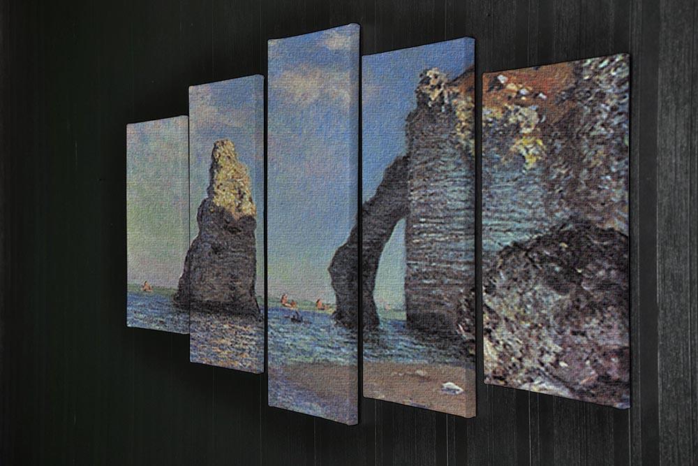 The rocky cliffs of etretat by Monet 5 Split Panel Canvas - Canvas Art Rocks - 2