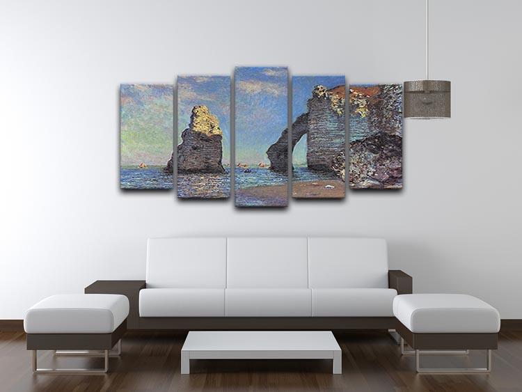 The rocky cliffs of etretat by Monet 5 Split Panel Canvas - Canvas Art Rocks - 3