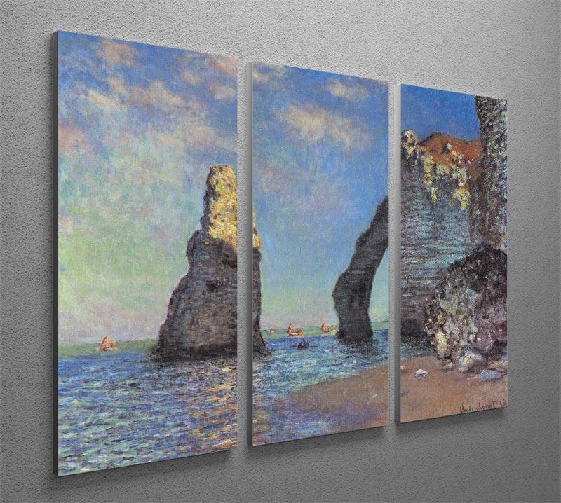 The rocky cliffs of etretat by Monet Split Panel Canvas Print - Canvas Art Rocks - 4