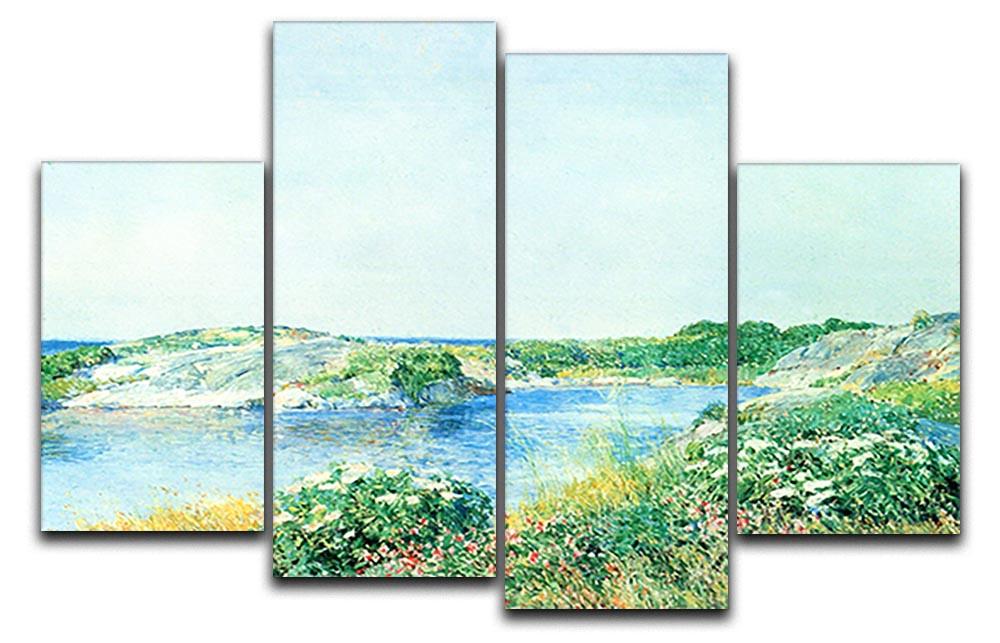 The small pond by Hassam 4 Split Panel Canvas - Canvas Art Rocks - 1