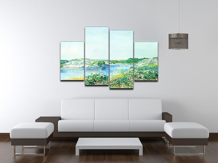 The small pond by Hassam 4 Split Panel Canvas - Canvas Art Rocks - 3