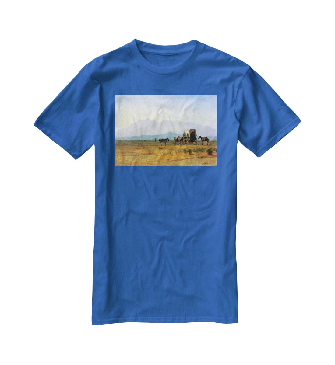 The stagecoach in the Rockies by Bierstadt T-Shirt - Canvas Art Rocks - 2