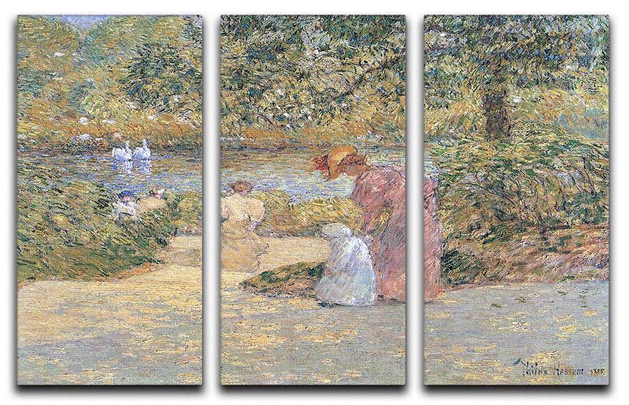 The staircase at Central Park by Hassam 3 Split Panel Canvas Print - Canvas Art Rocks - 1