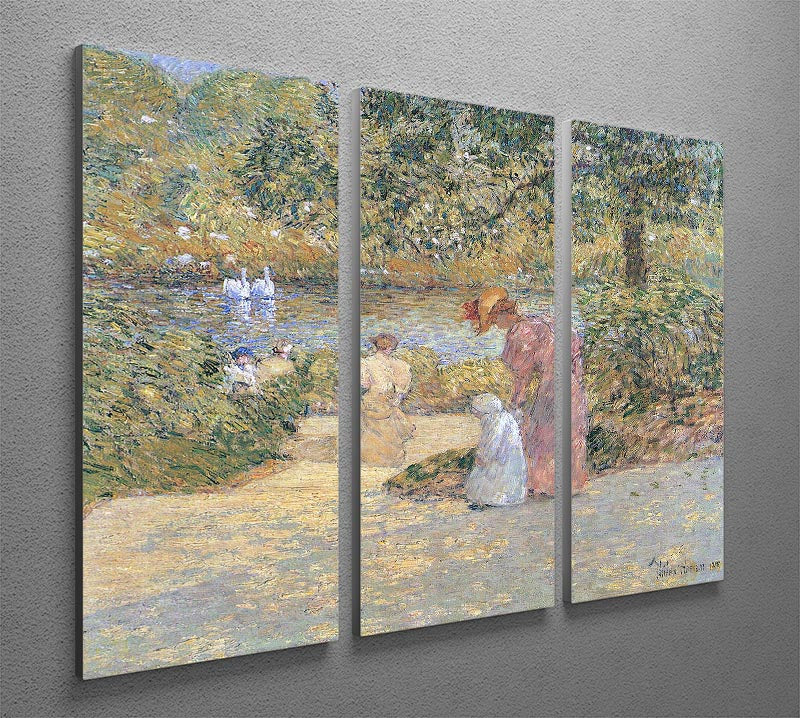 The staircase at Central Park by Hassam 3 Split Panel Canvas Print - Canvas Art Rocks - 2