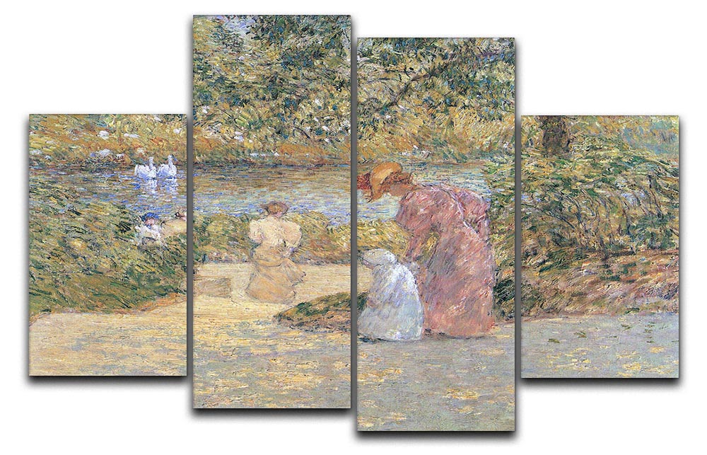 The staircase at Central Park by Hassam 4 Split Panel Canvas - Canvas Art Rocks - 1