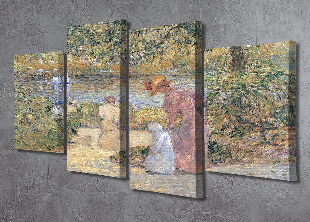 The staircase at Central Park by Hassam 4 Split Panel Canvas - Canvas Art Rocks - 2