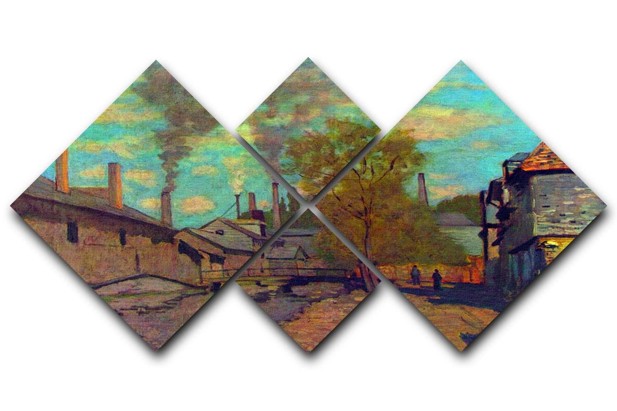 The stream of Robec by Claude Monet 4 Square Multi Panel Canvas  - Canvas Art Rocks - 1