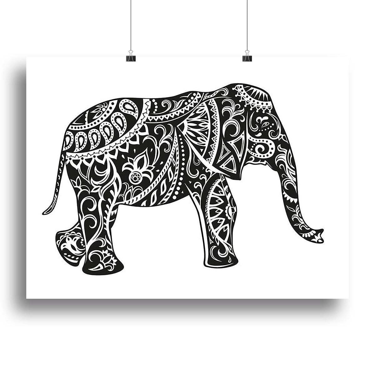 The stylized figure of an elephant in the festive patterns Canvas Print or Poster - Canvas Art Rocks - 2